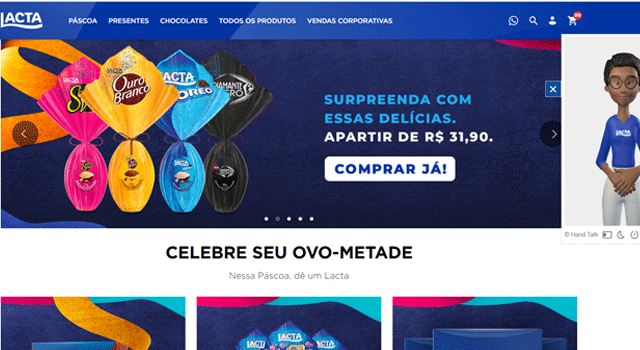 Lacta inova no e-commerce de Páscoa com intérprete de Libras