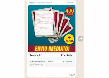 Promoção no WhatsApp para álbum gratuito de figurinhas da Copa é falsa