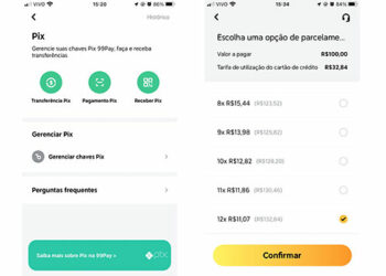 99Pay tem funcionalidade para parcelamento de Pix